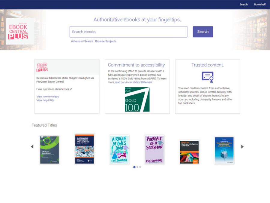 Ebook Central Plus hvor du kan læse e-bøger på engelsk