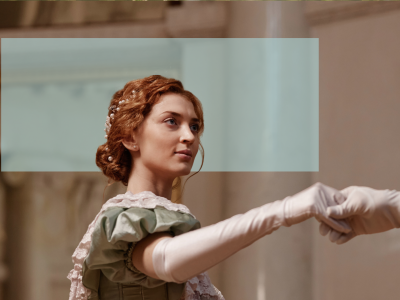 Kvinde i Regency-stil der tager imod fremstrakt hånd til dans